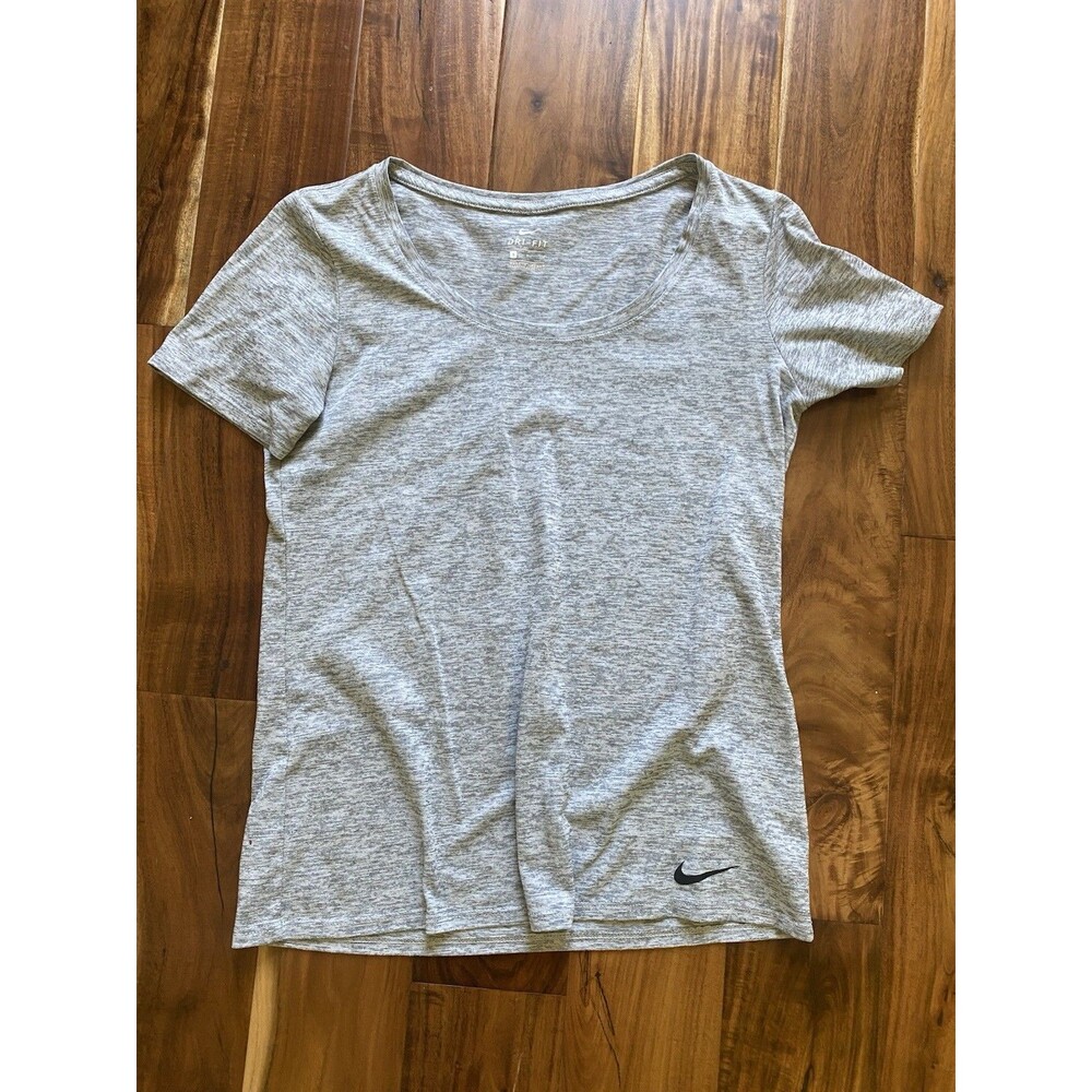 Nike Dri-FIT Womens Training Shirt Heather Grey Short Sleeve Size Small